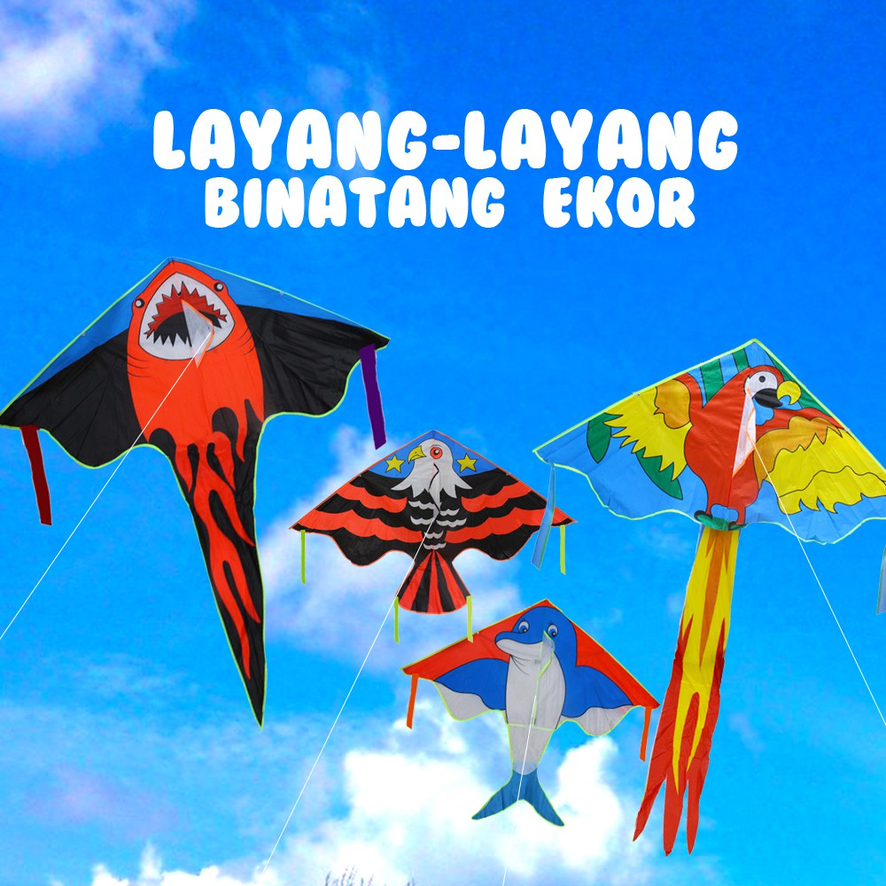 Layangan Binatang Ekor Bahan Parasut Anti Air Animal Kite