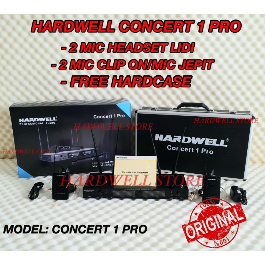Mic Wireless Hardwell Concert 1 Pro 2 Mic Clip On/Jepit 2 Mic Headset