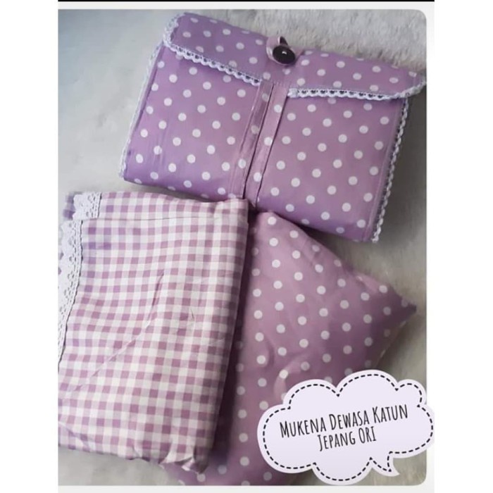 Mukena Dewasa Katun Jepang Premium Polkadot