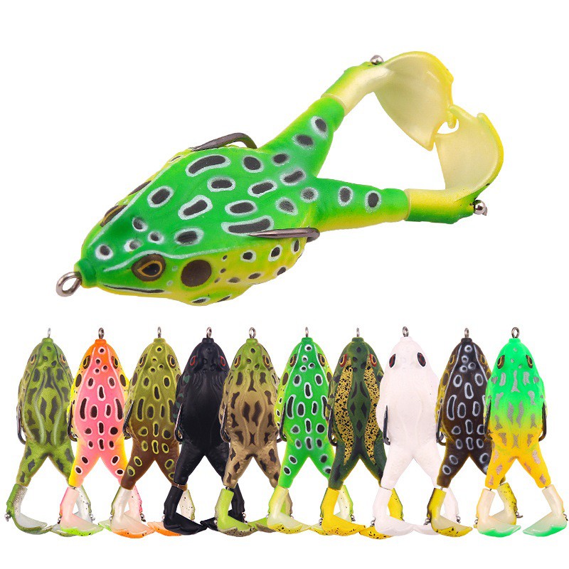 SYFishing 1Pcs New Umpan Pancing Buatan Bentuk Kodok Bahan Silikon Ukuran 9cm 13.5g Frog Fishing Lure Katak Dengan Kaki Berputar Permukaan Rotating Legs Thunder Frog