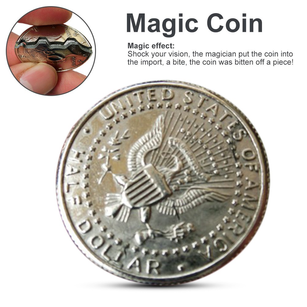 Magic Coin Banknote Bite Recovery Illusion Coin Magic Show Bite Coin Half Dollar Magician Coin Shopee Indonesia