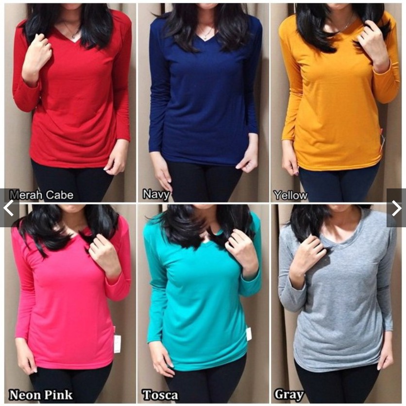 VS - V-neck Lengan Panjang / vneck longsleeve / kaos Oblong Polos / Kaos Polos / tshirt