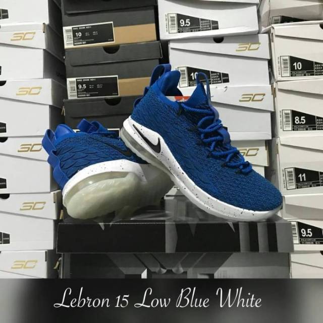 Sepatu basket lebron 15 low blue white