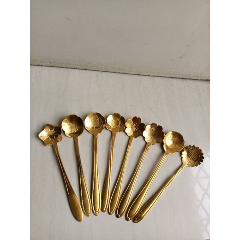 Sendok Teh/sendok Kopi/ sendok Bunga/ sendok dessert/Tea spoon mewah/Sendok Gold