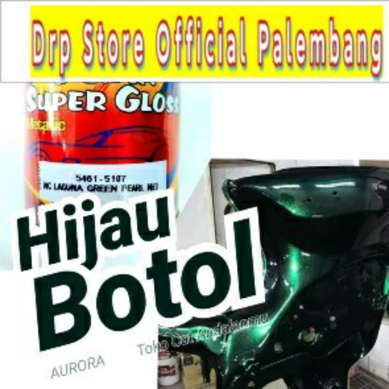 Cat Hijau Botol 1 liter Penta Super Gloss Laguna Green Pearl Met Ijo Metallic Metalik