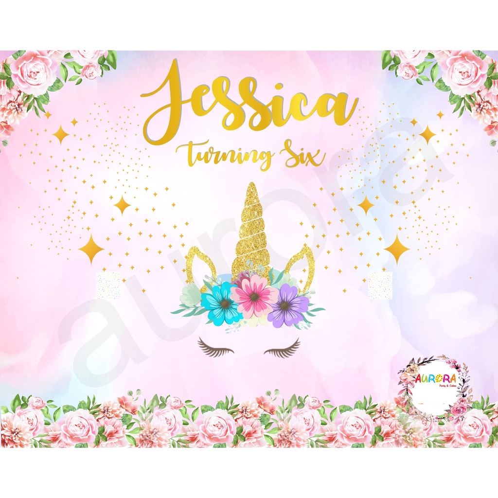Banner Backdrop Background Ulang Tahun Party Cake Unicorn Shopee