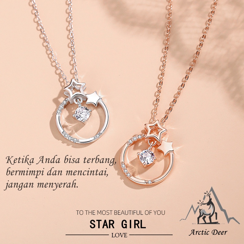 Kalung perak Star Girl-kalung perak asli Murni dan manis The necklace is pure and sweet s925 Original Arctic Deer