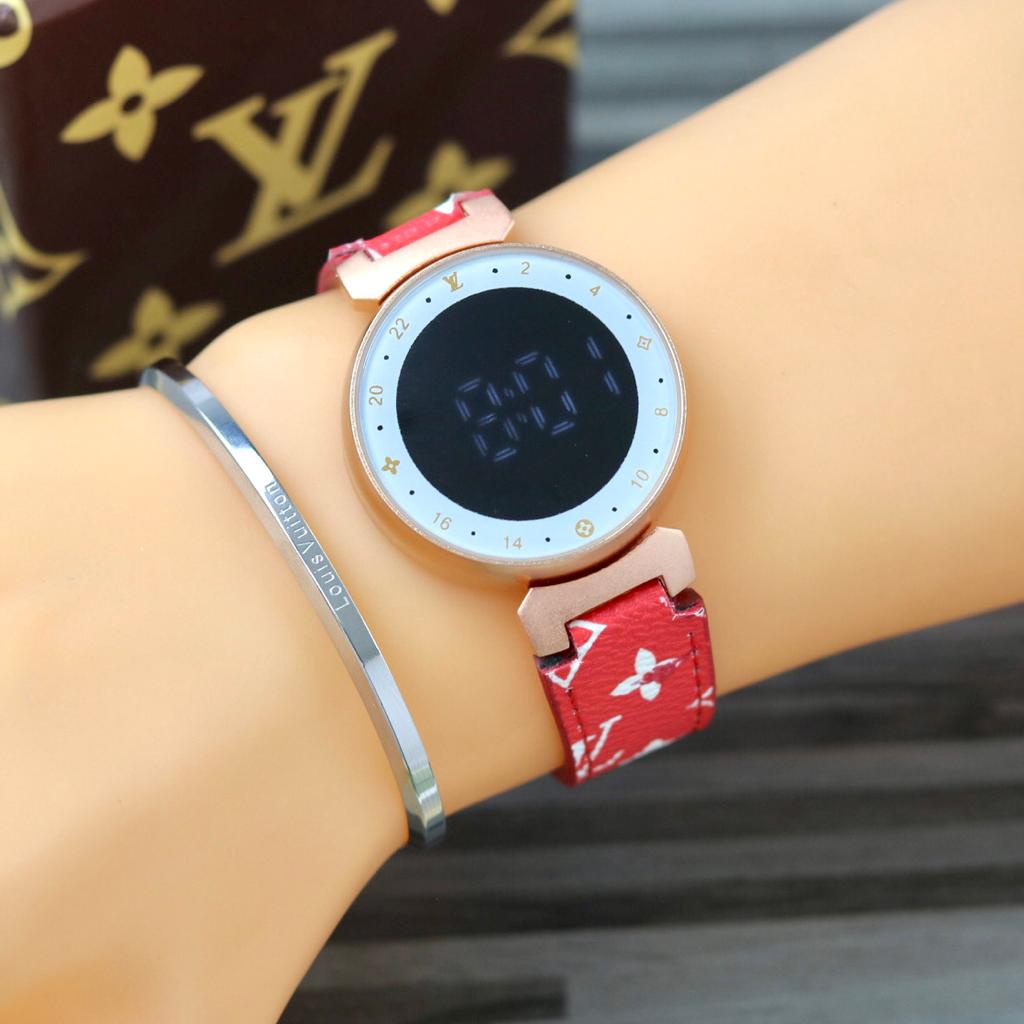Jam Tangan Wanita Lv Led Tanggal Aktif Fre Box+Gelang Ty1131