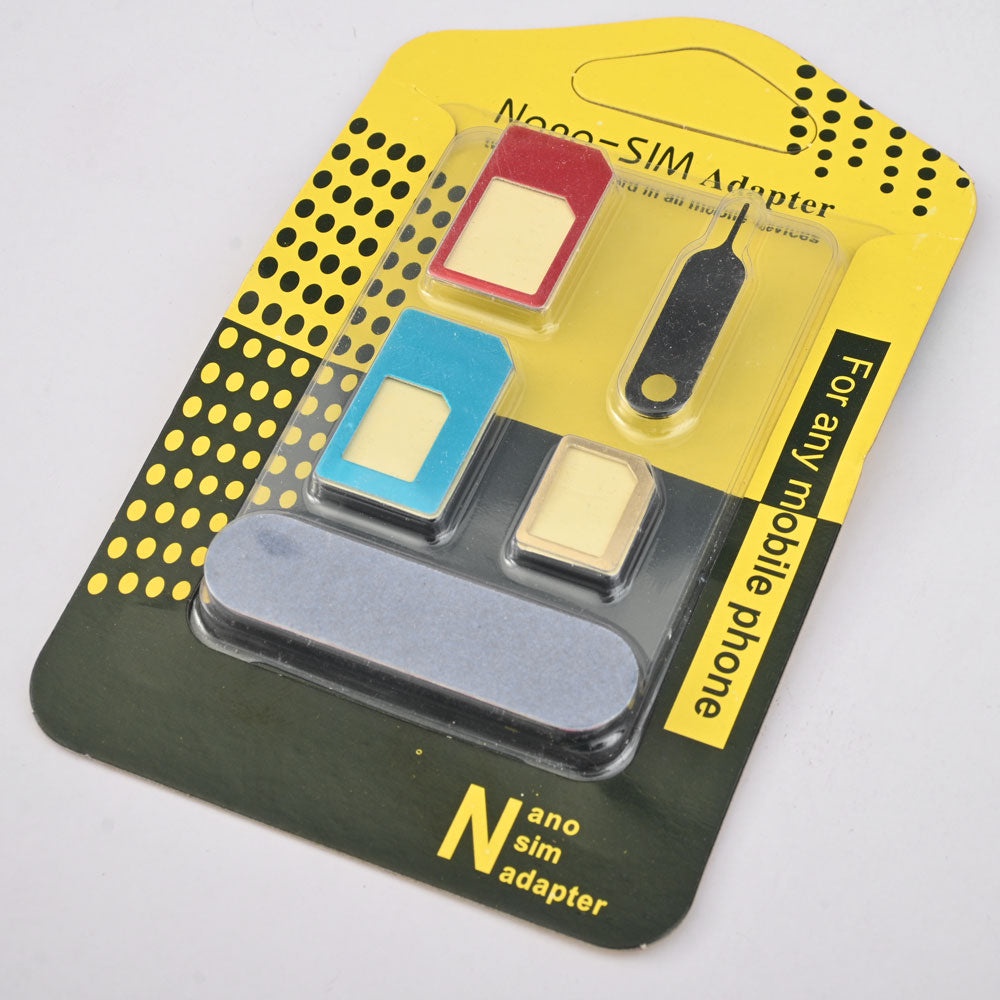 Jual Aluminium Nano Sim Adapter 3 in 1 + Tool Sim Ejector 5 Dalam 1 SIM Kartu Adaptor Converter Alat Kit Nano Mikro Standar Set Lengkap dengan File dan Baja Sim Eject Pin untuk Ponsel Sim Card Adaptor/Adaptor Sim Card / Nano Simcard / Alat Tambah Tambahan