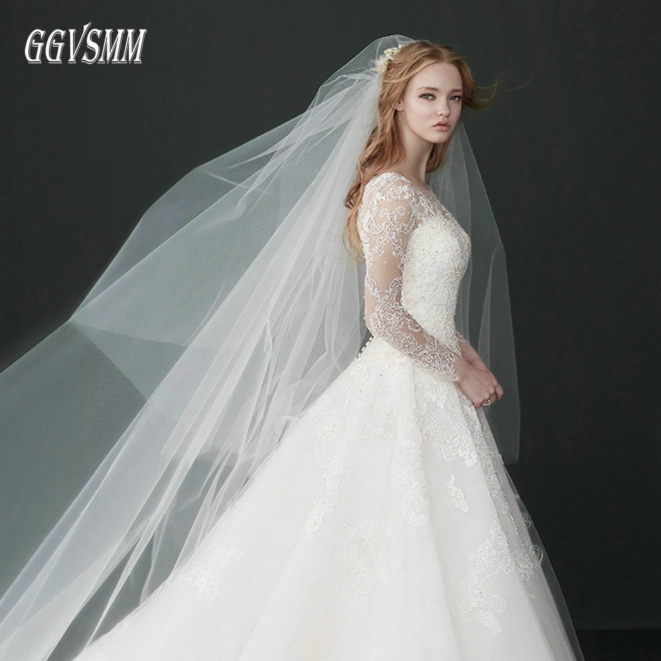 Fashion White Wedding Veil royal train 