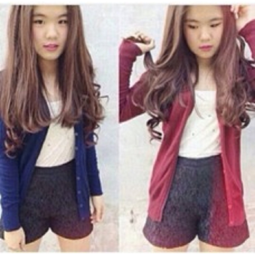 [Cardigen Basic BC]Cardigan wanita Rajut NAVY/MAROON