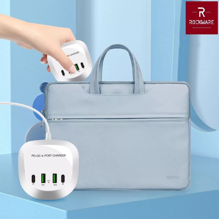 22 ROCKWARE WLX-T3P PLUS - 4 USB Port Charger PD and QC 3.0