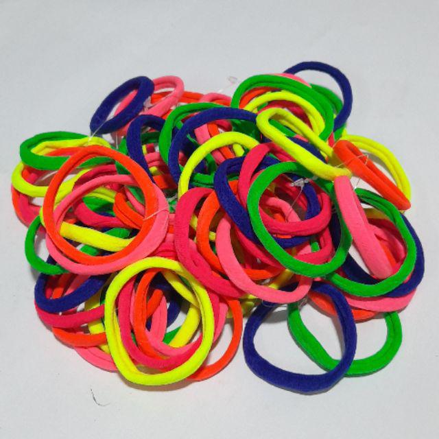 IKAT RAMBUT isi 72pcs KUNCIR ELASTIS RING 5CM WARNA GROSIR-Kuning campur