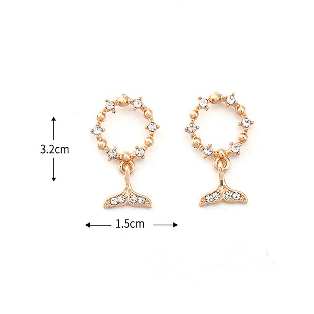 LRC Anting Tusuk Fashion Mermaid Diamond Ring Earrings D68244