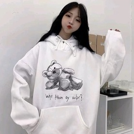 WHE KILLOM BEAR HOODIE WANITA KOREA STYLE FASHION SIZE M - XXL  -  HOODIE WANITA TERLARIS