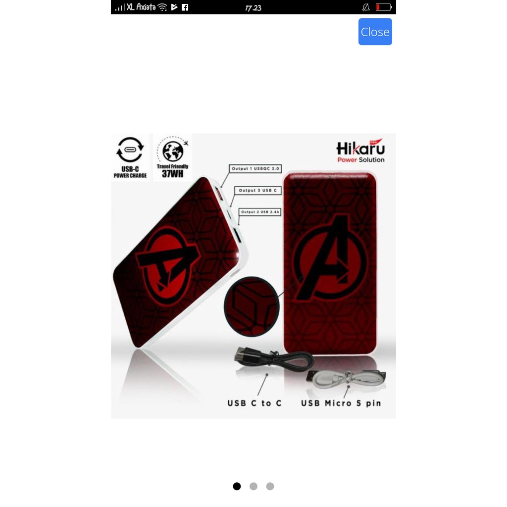 HIKARU 1OK QC 3.0 + PD POWERBANK AVENGERS