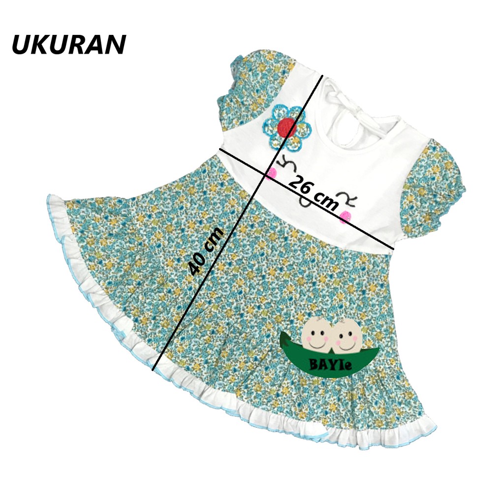 BAYIe - Baju bayi/Anak Perempuan Dress motif SMILE PLANET KIDS usia 0 -12 bulan / Pakaian anak Cewek