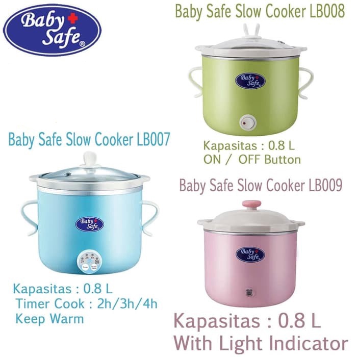 Baby Safe Slow Cooker LB 007 Biru, LB 008 Hijau, LB 009 Pink MPASI Bayi