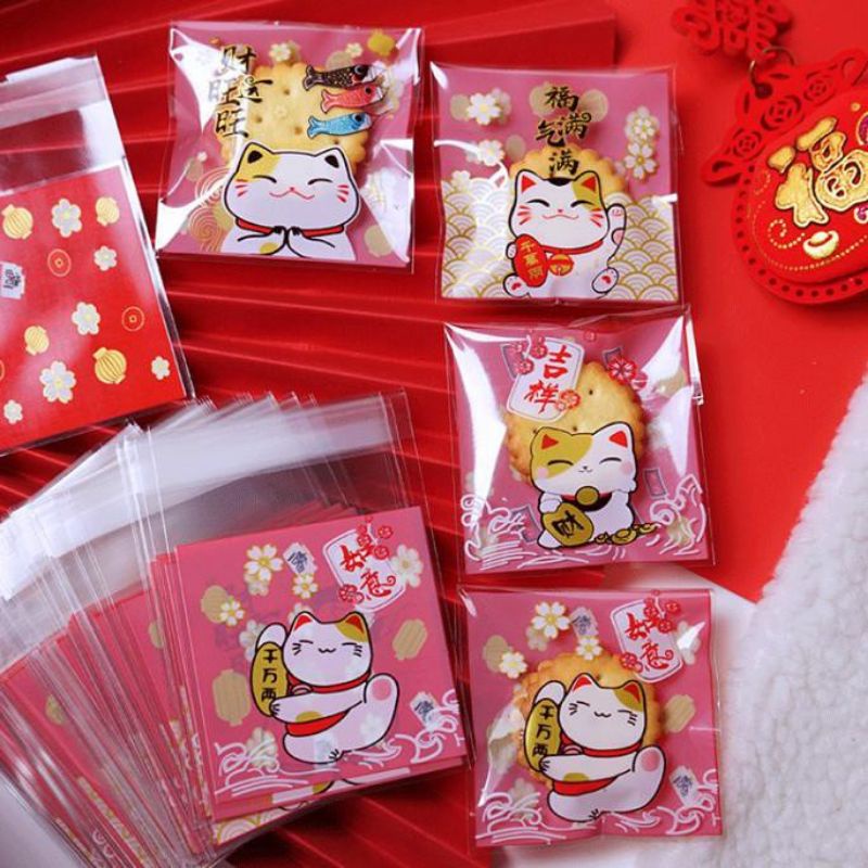 

20pcs kantong plastik kue biskuit imlek/cookies bag candy cny/souvenir hampers tahun baru cina edisi cny