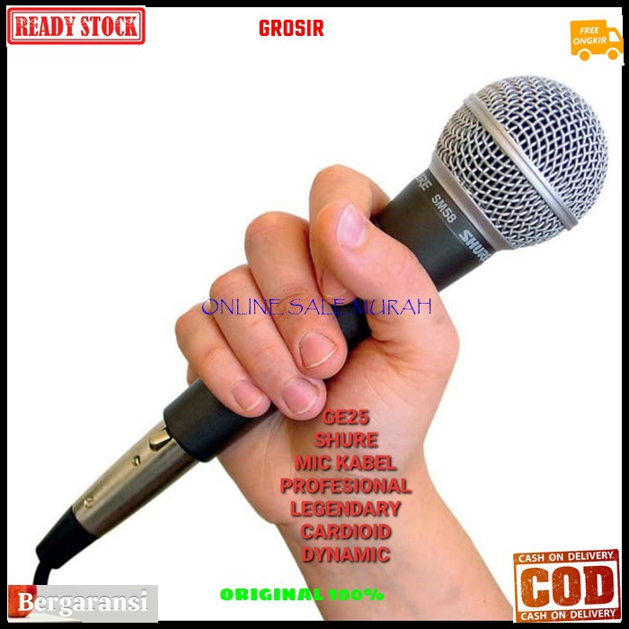 G25 Mic kabel shure legendary dynamic Microphone GE25 mik mikrophone cable karaoke vocal vokal audio sound system pro profesional pengeras suara G25  Bisa digunakan segala jenis audio sound  Bahan dari besi metal  1bh mic 1bh kabel mic 4-5 meteran  suara