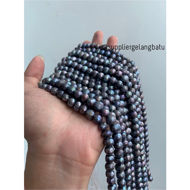 Mutiara Air Tawar Barok BLACK DIAMOND 6 x 10mm Bulat baroq pearl HITAM