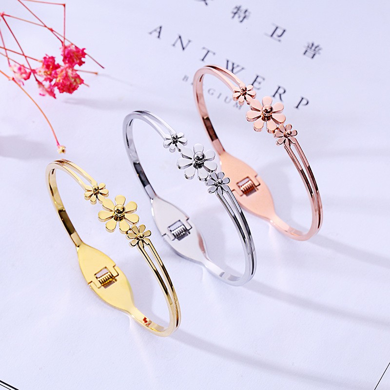 SALE Gelang Bracelet Wanita Titanium Korea Trend Masa Kini Cocok Hadiah GK114 Bunga