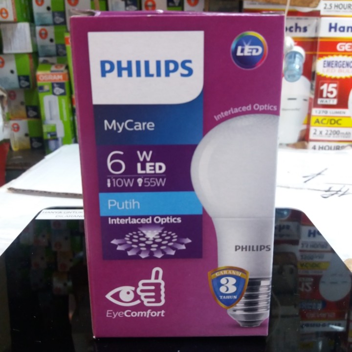 Philips Led Bulb MYCARE 6Watt Putih / Kuning