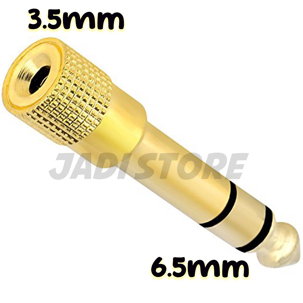 Konektor Connector Jack Audio 6.5 Male TO 3.5 Female Hitam Converter Microphone 3.5 to 6.5 Converter