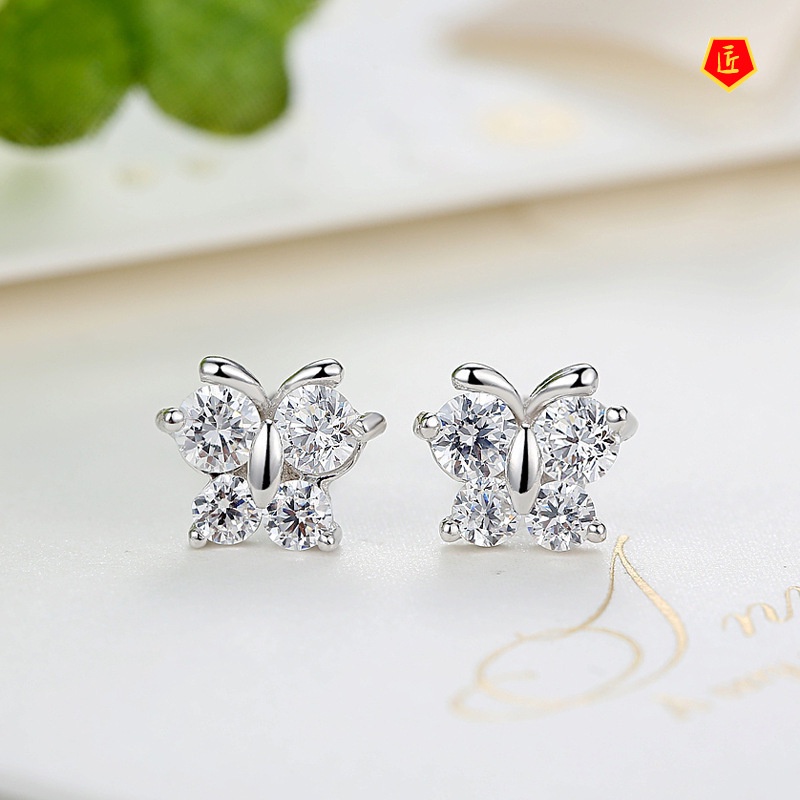 [Ready Stock]Simple Sweet Silver Butterfly Stud Earrings
