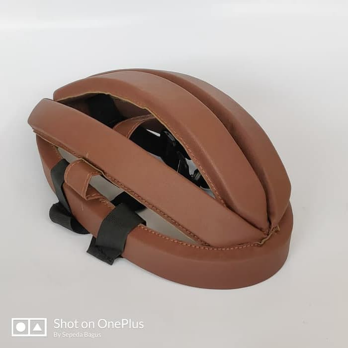 Helm Vintage Sepeda PU Leather retro Classic Sepeda Lipat balap Roadbi - Hitam