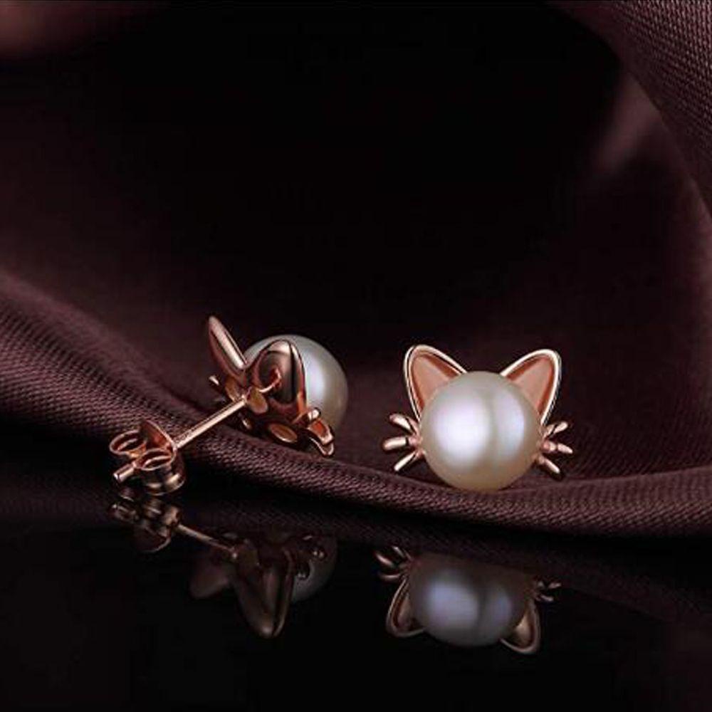 Anting LILY Cat Warna Hitam Untuk Wanita Gadis Perhiasan Elegan Giwang Mutiara Air Tawar