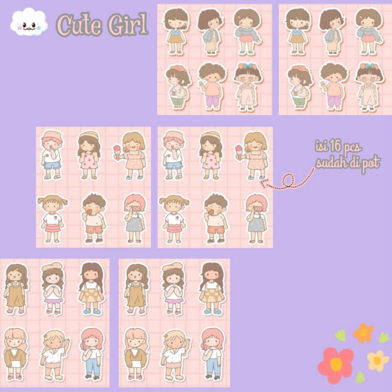 

STICKER cute girl lucu AESTHETIC ( isi 18pcs )