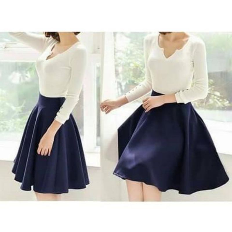 ROK MIDI FLARE SKIRT JUMBO/ ROK MIDI SKIRT / ROK MAYUNG PENDEK SCUBA