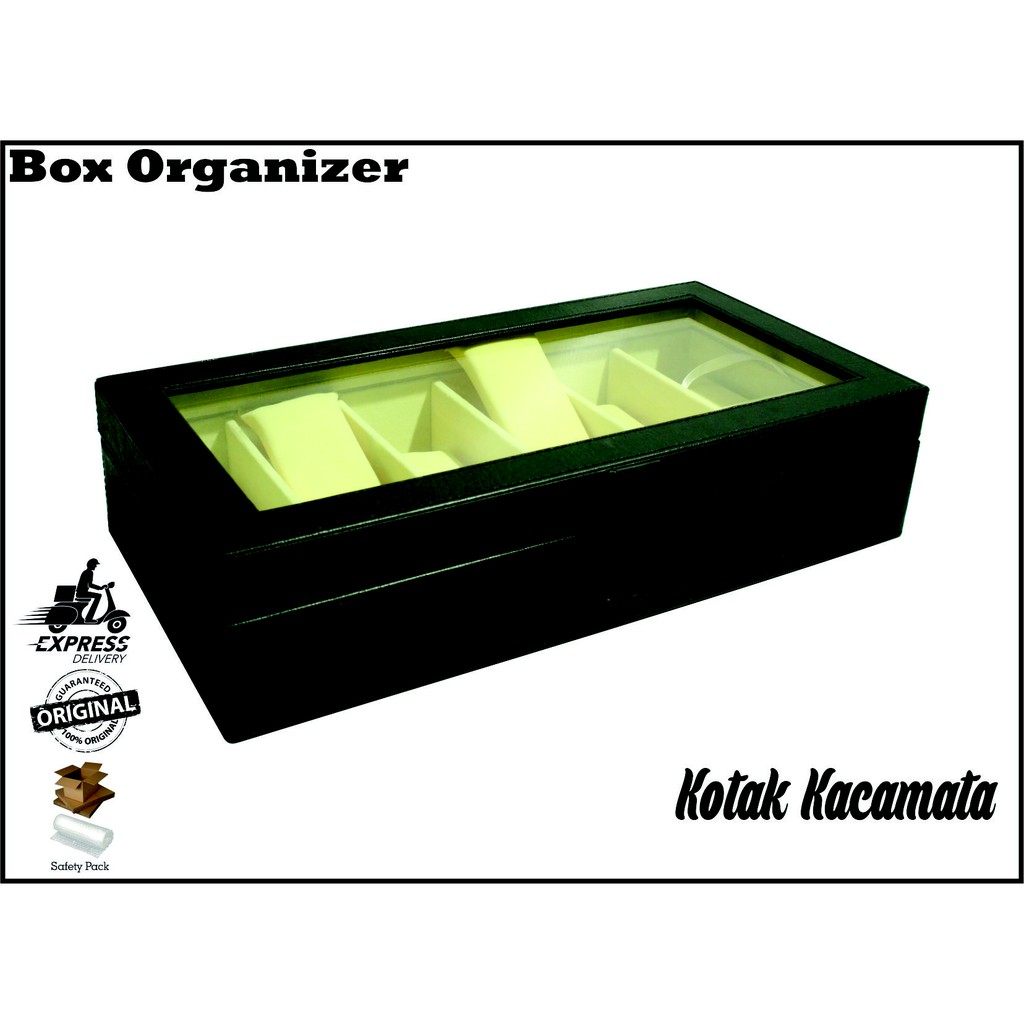 Kotak Kacamata Isi 6 Hitam Cream / Box Kacamata / Tempat Kacamata / Glasses Box