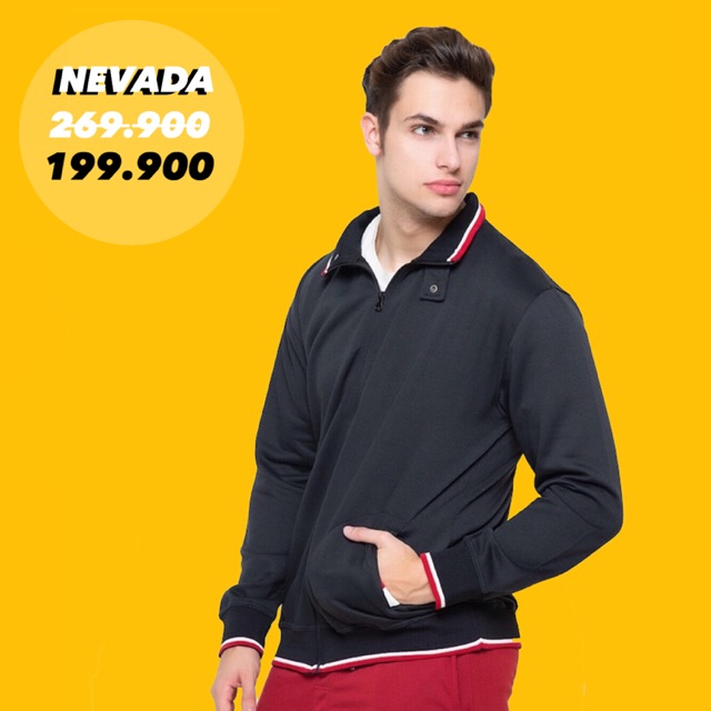 Nevada Jaket Zipper Kombinasi - Hitam
