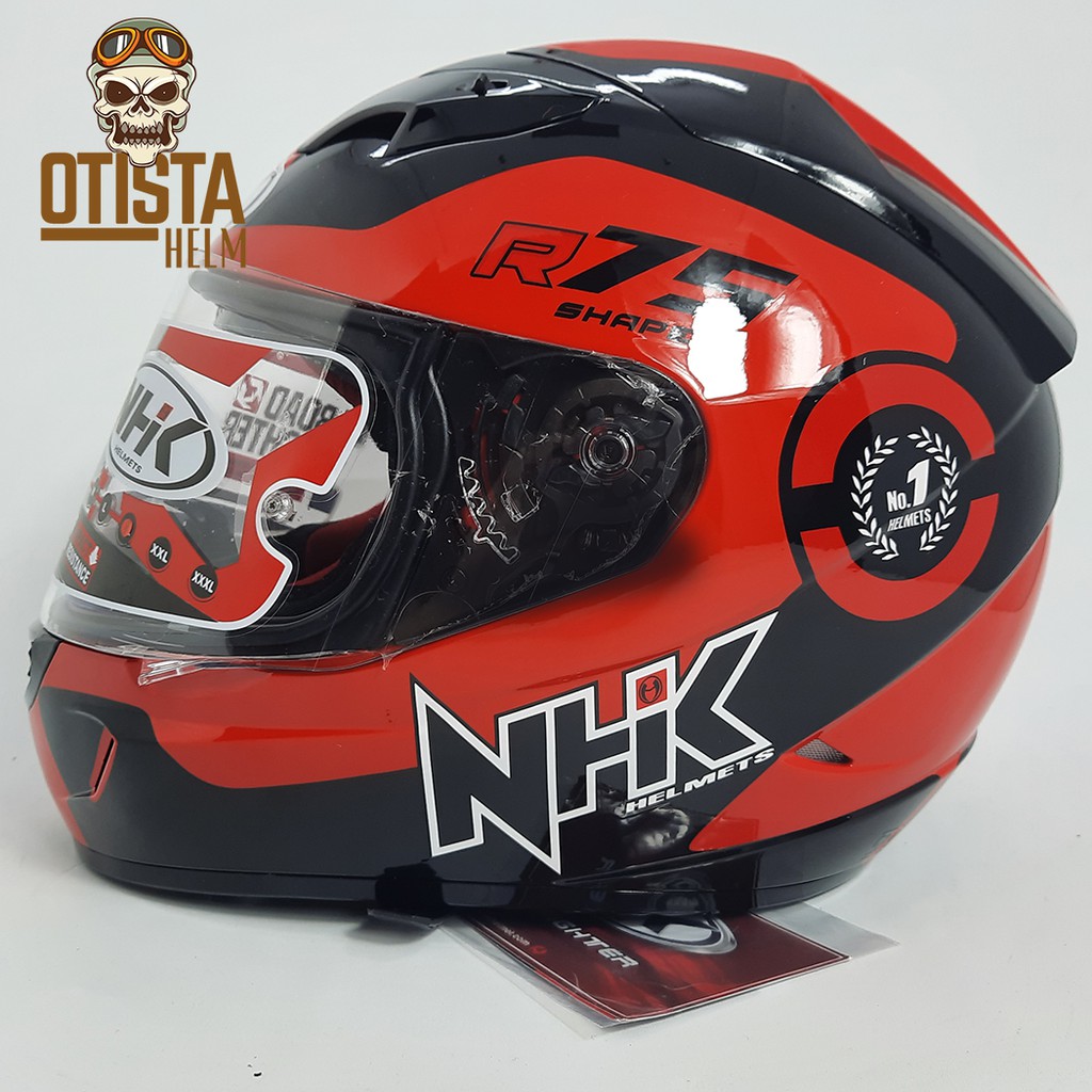 Helm Full Face Nhk Gp1000 R75 Red Black Merah Hitam Corak Glossy