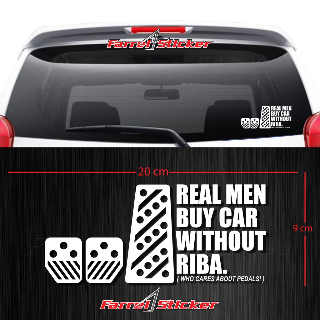 stiker sticker mobil real men buy car without riba