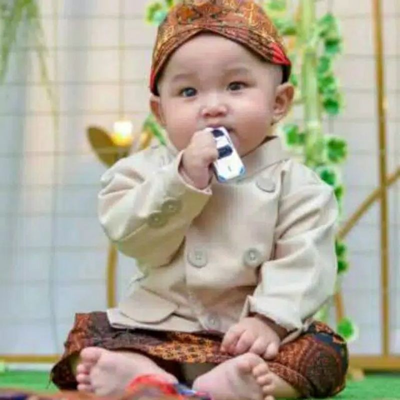 Termurah‼️Baju Beskap Bayi Laki Laki - Setelan baju adat anak laki laki  - Setelan Baju jawa anak laki laki  | beskap anak | lurik anak // baju adat anak // tedak siten