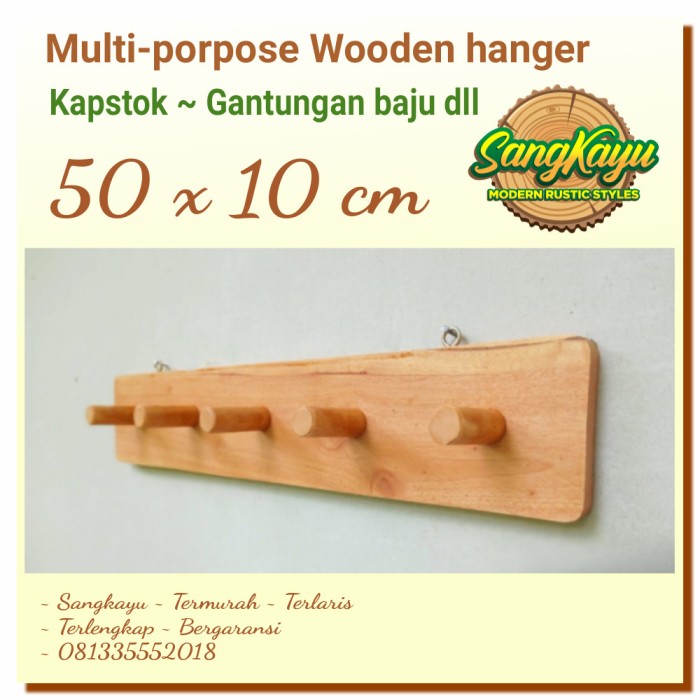 Gantungan baju serbaguna kapstok kayu 50x10 Multiporpose Wooden hanger