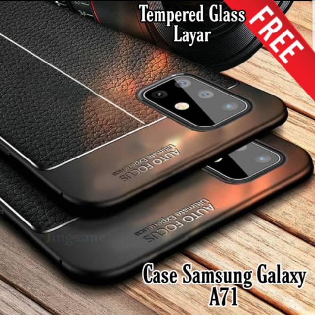Case Samsung A71 Paket Tempered Glass Layar