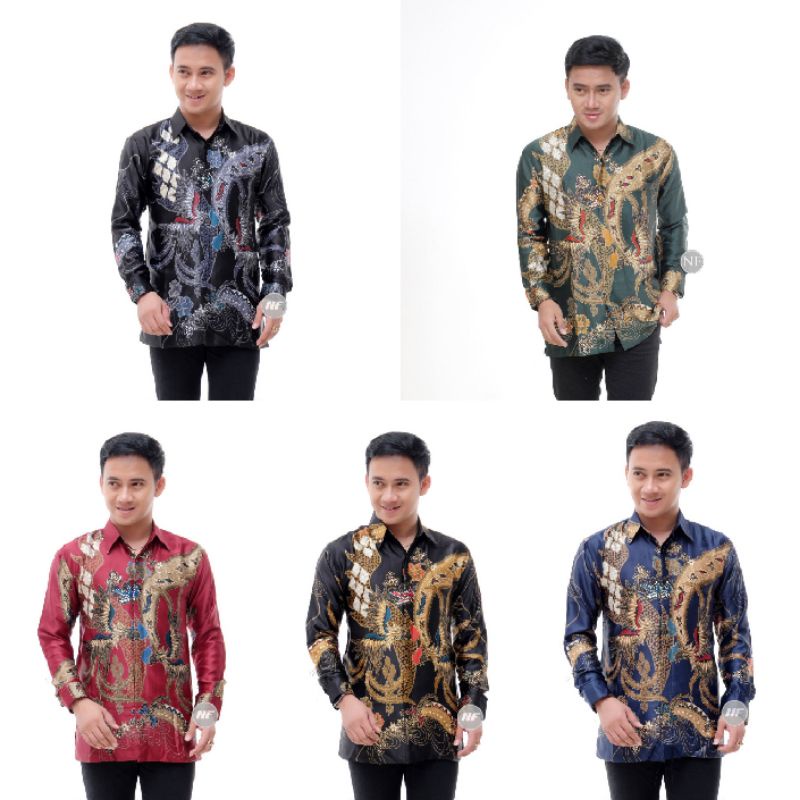 KEMEJA BATIK SEMI SUTERA LENGAN PANJANG / BATIK PRIA SEMI SUTERA