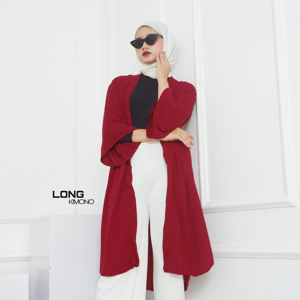 Long Kimono Outer Baju Cardygan Tidur Outer OVERSIZE Cardigan Panjang KEKINIAN Wanita Perempuan Rema