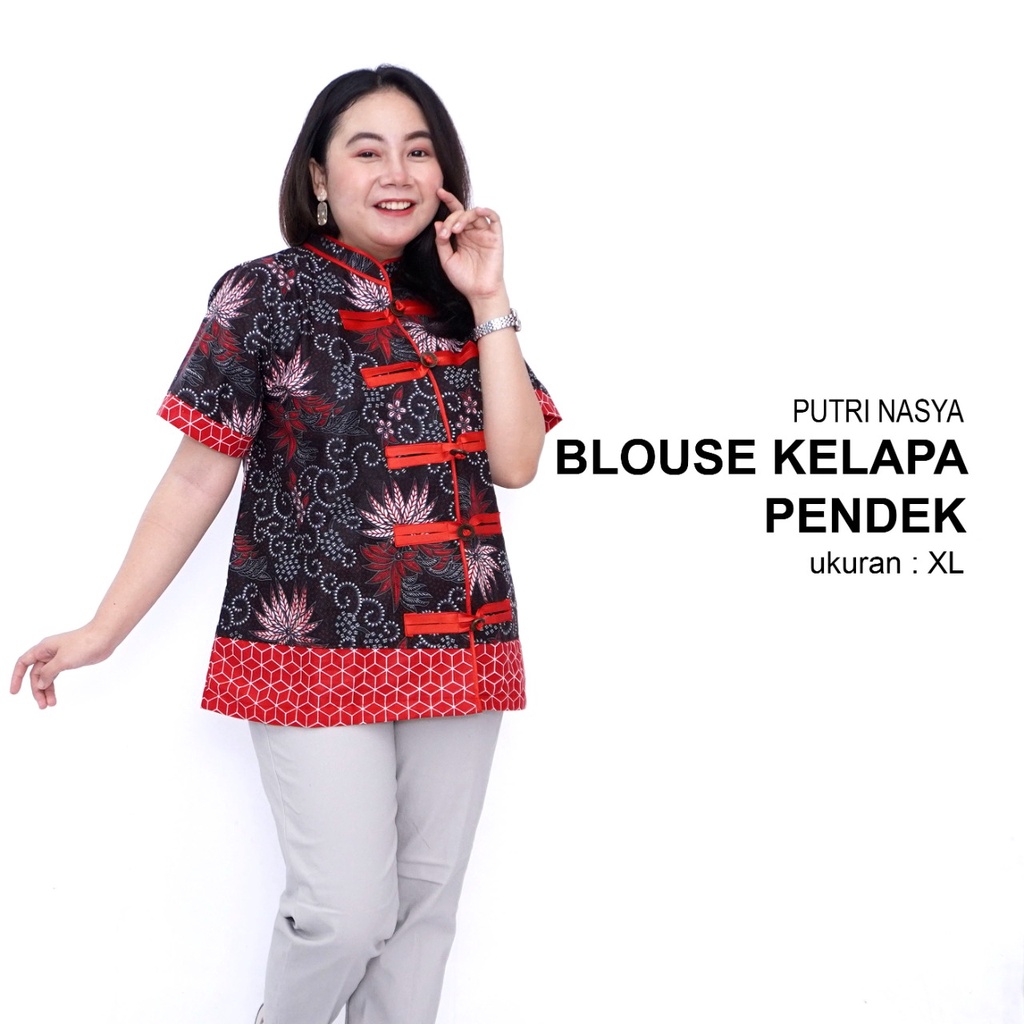 Blouse Big Size Wanita Atasan Batik Lengkap S-M-L-XL-XXL-3L-4L-5L Model Blus Jumbo Kerja Batik