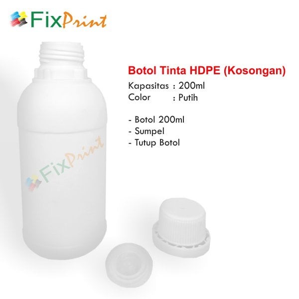 Botol Tinta HDPE 250ml, Botol Plastik HDPE Putih 250 ml