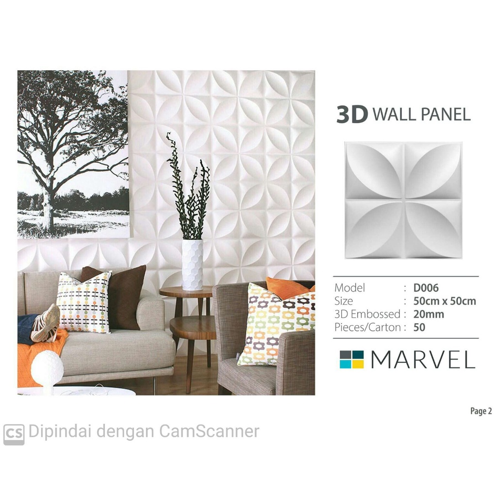 Wall Panel PVC 3 D Merk Marvel Model D006
