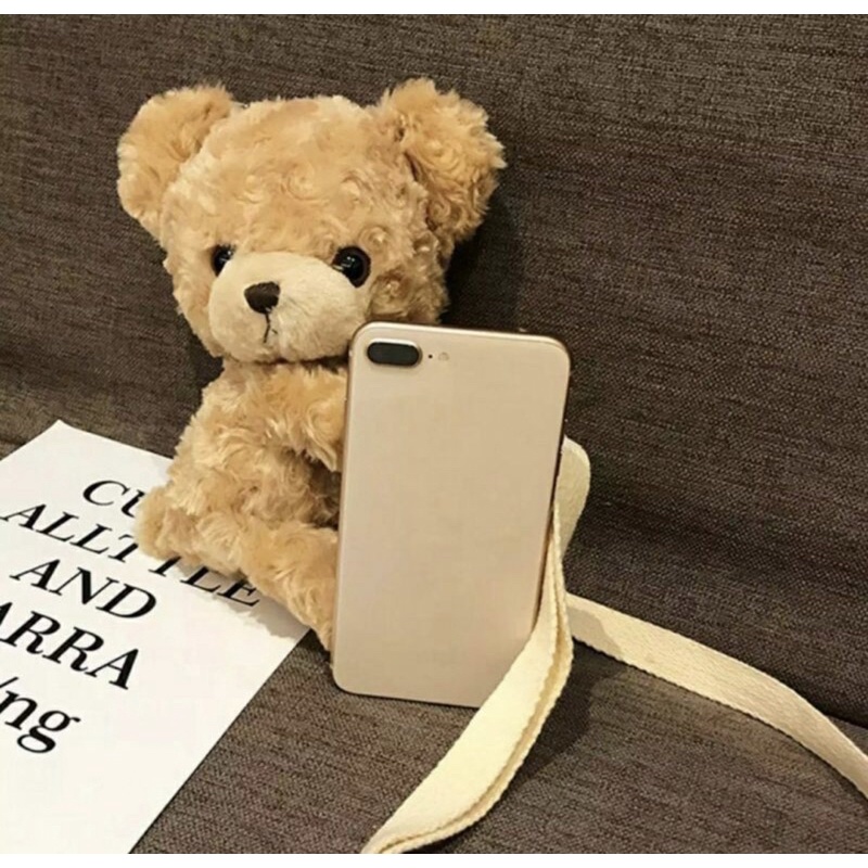 Tas Beruang Selempang Merangkul/ Tas Boneka /Tas Bulu/ Tas Selempang Dipeluk Boneka Teddy Bear Tas Anak Sling Bag Lucu