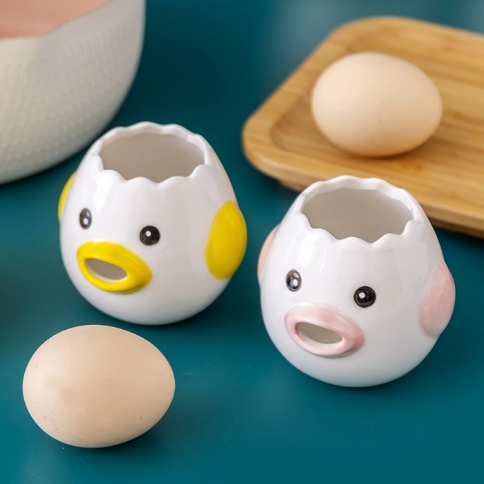 Ceramic Egg NIWATORI Separator - Pemisah Kuning Telur Model NIWATORI - Merah Muda