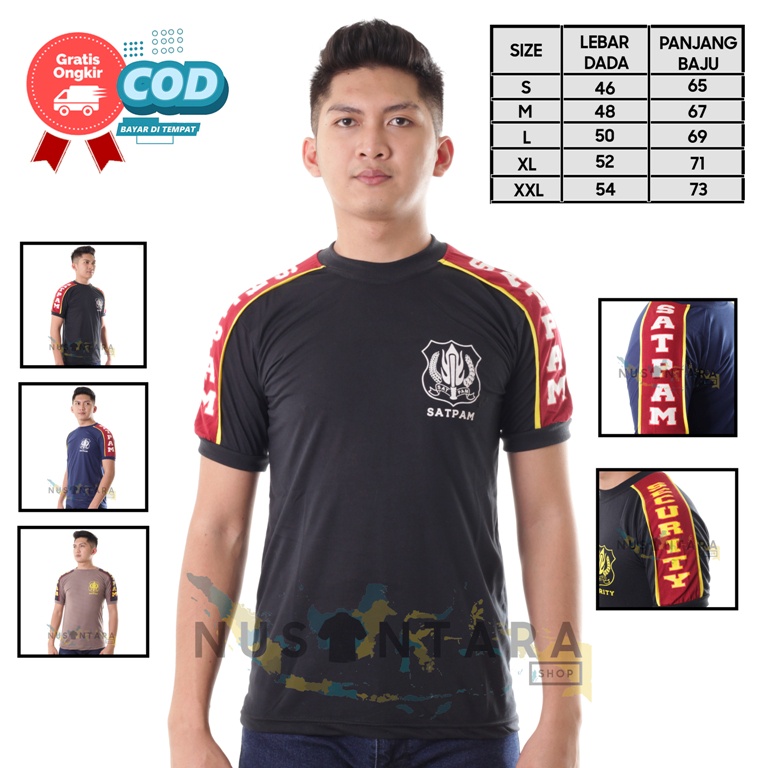 Kaos Security Kaos Satpam Kombinasi List Typing Paiping Warna Cokelat Hitam Navy Satpam Terbaru