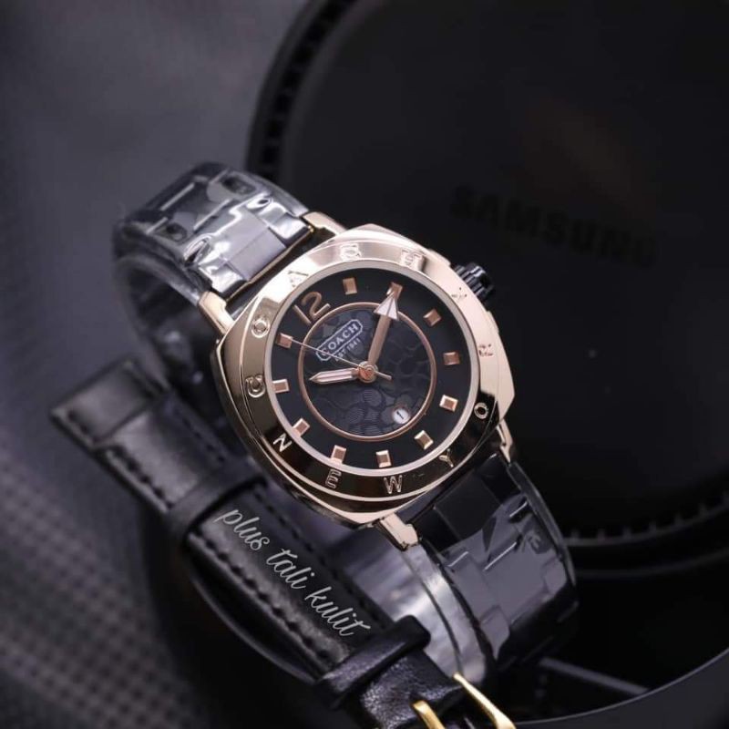 JAM TANGAN RANTAI WANITA COACH FREE TALI KULIT 3,2CM