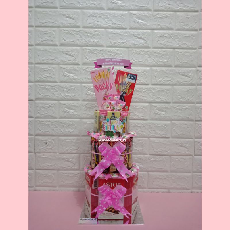 

snack cake / snack tower / snack ulang tahun / kue snack ultah / birthday snack / snack parcel